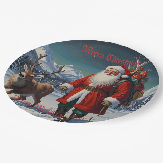 フェスティバルファーザークリスマスサンタ ペーパープレート (アングル)