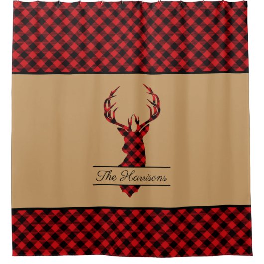 フェスティバルファームハウスバッファロープリッドディアーパーソナライズされた シャワーカーテン (正面)
