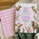 フェスティバルファーム納屋周囲の庭パーティー動物女子誕生日 招待状