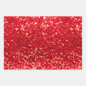 フェスティバルフェイクレッドグリッターパーティークリスマス ラッピングペーパーシート (正面2)