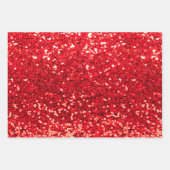 フェスティバルフェイクレッドグリッターパーティークリスマス ラッピングペーパーシート (正面)