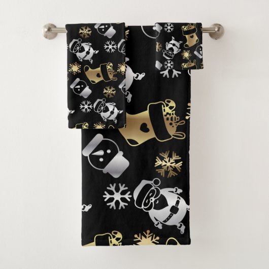 フェスティバルフェイク金ゴールド及び銀模様 バスタオルセット (インサイチュ)