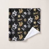 フェスティバルフェイク金ゴールド及び銀模様 バスタオルセット (ウォッシュタオル)