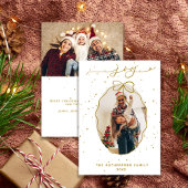 フェスティバルフェイク-金ゴールドの楽しい写真クリスマス シーズンカード