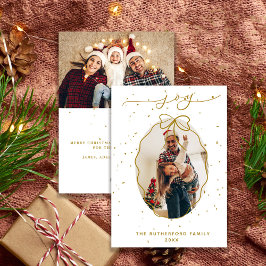 フェスティバルフェイク-金ゴールドの楽しい写真クリスマス シーズンカード