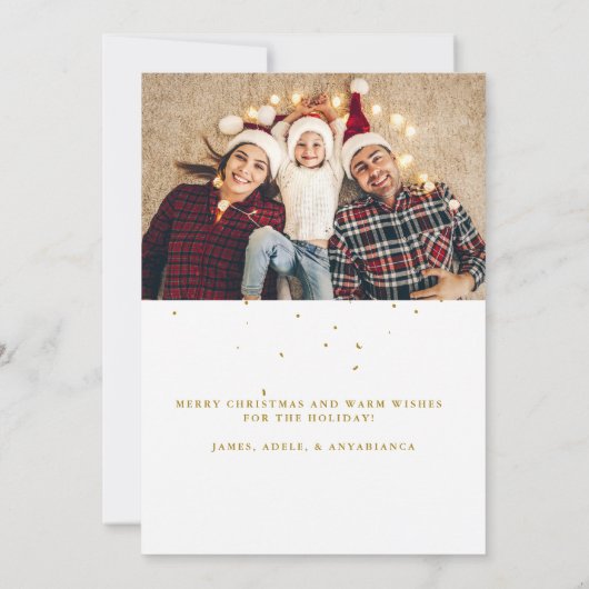 フェスティバルフェイク-金ゴールドの楽しい写真クリスマス シーズンカード (裏面)
