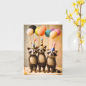 フェスティバルフェルトアライグマパーティーカード カード (黄色い花)