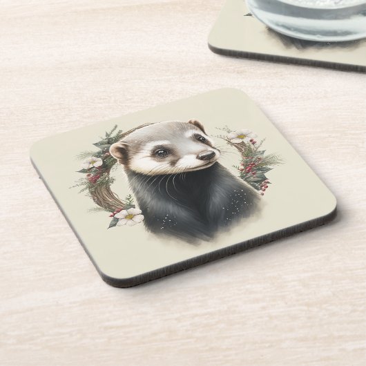 フェスティバルフェレットウィンターホリデーズクリスマスコアスター コースター (左側)