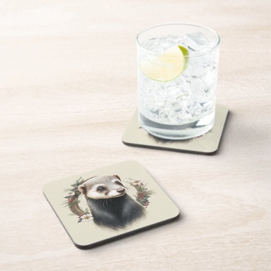 フェスティバルフェレットウィンターホリデーズクリスマスコアスター コースター (右側)