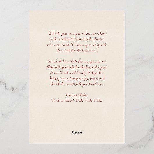 フェスティバルフォイルボークリスマスホリデーフォト 箔シーズンカード (裏面)