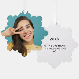 フェスティバルフォトオーナメントカードと受信者の顔 オーナメントカード