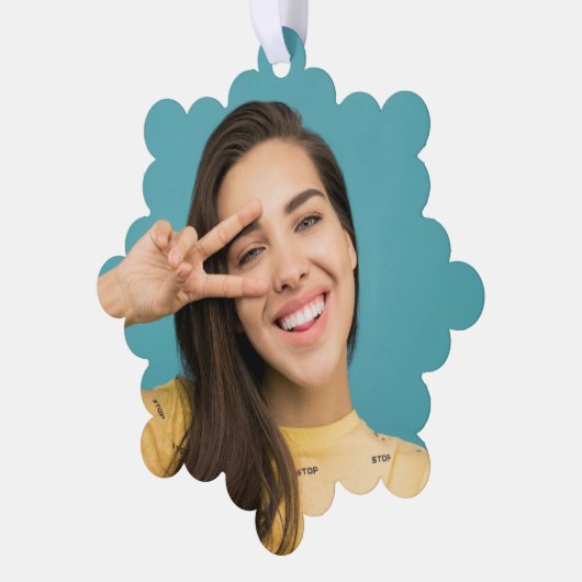 フェスティバルフォトオーナメントカードと受信者の顔 オーナメントカード (左)