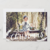 フェスティバルフォトピンクの葉クリスマスホリデーカード シーズンカード (正面)