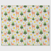 フェスティバルフォレストのトナカイのクリスマスツリー&スター ラッピングペーパー (フラット)