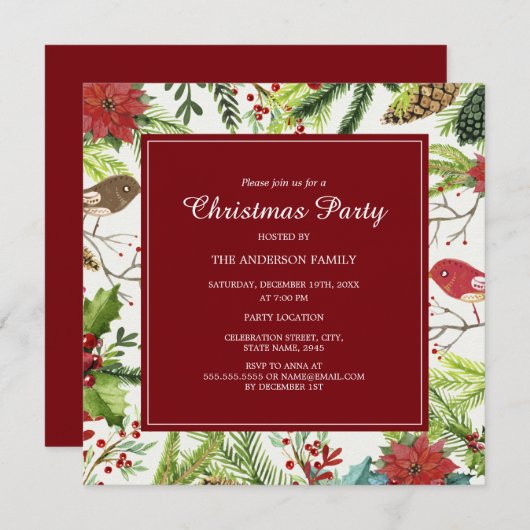 フェスティバルフォレストクリスマスパーティの招待状 招待状 (正面/裏面)