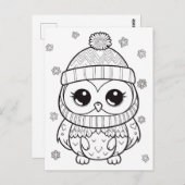 フェスティバルフクロウの子供の着色 ポストカード (正面/裏面)