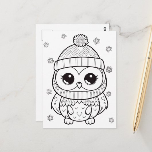 フェスティバルフクロウの子供の着色 ポストカード (正面/裏面インサイチュ)
