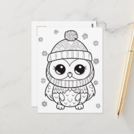 フェスティバルフクロウの子供の着色 ポストカード