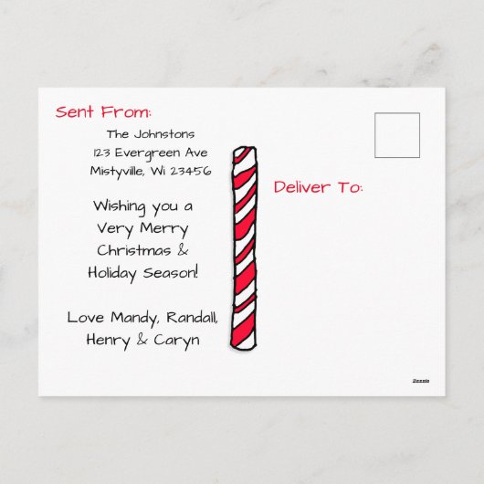 フェスティバルフクロウカップルのブランチクリスマス シーズンポストカード (裏面)