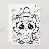 フェスティバルフクロウキッズ着色はがき ポストカード (正面/裏面)