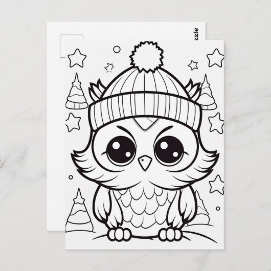 フェスティバルフクロウキッズ着色はがき ポストカード (正面/裏面)