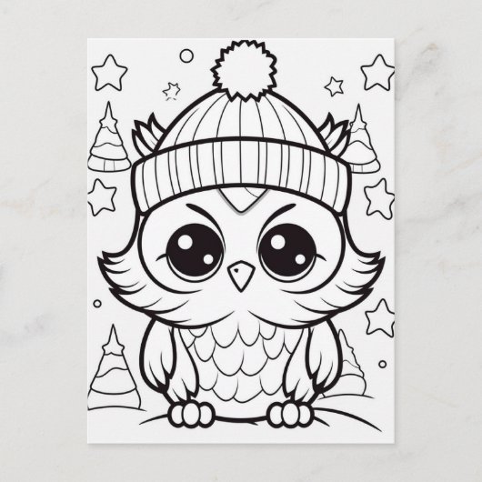 フェスティバルフクロウキッズ着色はがき ポストカード (正面)