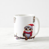 フェスティバルフクロウinサンタハット コーヒーマグカップ (正面右)