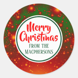 フェスティバルフラクタルクリスマスステッカー（緑の円） ラウンドシール