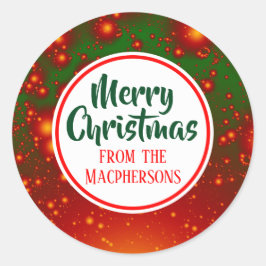 フェスティバルフラクタルクリスマスステッカー（赤い円） ラウンドシール