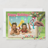 フェスティバルフラミンゴクリスマスフォトカード 招待状 (正面)