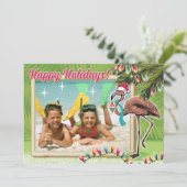 フェスティバルフラミンゴクリスマスフォトカード 招待状 (スタンド正面)