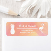 フェスティバルフラミンゴ&パイナップルウォーターカラー誕生日 ラベル (インサイチュ)