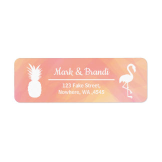 フェスティバルフラミンゴ&パイナップルウォーターカラー誕生日 ラベル