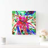 フェスティバルフラワーアートウォールクロック#2 スクエア壁時計 (ホーム)