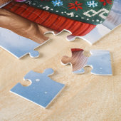 フェスティバルフランスのブルドッグクリスマスパピー ジグソーパズル (側面)