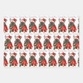 フェスティバルフランスのブルドッグ犬かわいい子犬クリスマス ラッピングペーパーシート (正面)