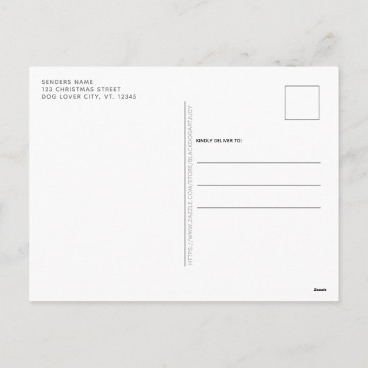 フェスティバルフランスのブルドッグ犬のクリパーソナライズされたスマス シーズンポストカード (裏面)