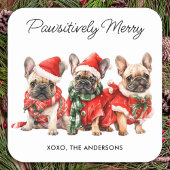 フェスティバルフランスのブルドッグ犬のクリパーソナライズされたスマス スクエアシール