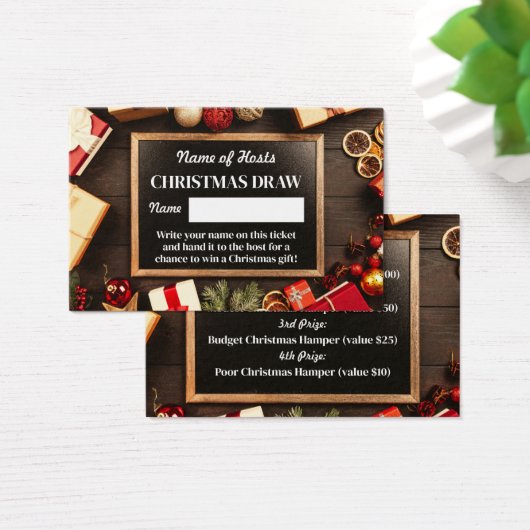 フェスティバルフレーム、クリスマスパーティーラッフルチケット (デスク)