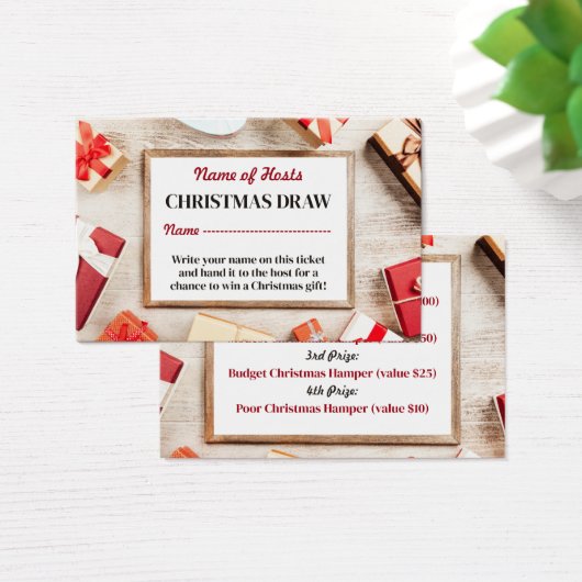 フェスティバルフレーム、クリスマスパーティーラッフルチケット (デスク)