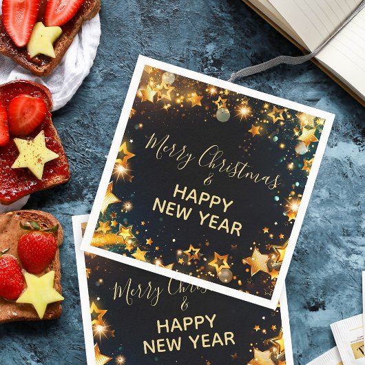 フェスティバルフレーム(金ゴールドスター《写真》ぼけ味とキラキラ) スタンダードカクテルナプキン