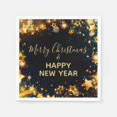 フェスティバルフレーム(金ゴールドスター《写真》ぼけ味とキラキラ) スタンダードカクテルナプキン (正面)