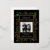 フェスティバルフレームFOILビジネスフォトホリデーポストカード 箔招待状ポストカード (正面/裏面)