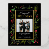 フェスティバルフレームFOILビジネスフォトホリデーポストカード 箔招待状ポストカード (正面)