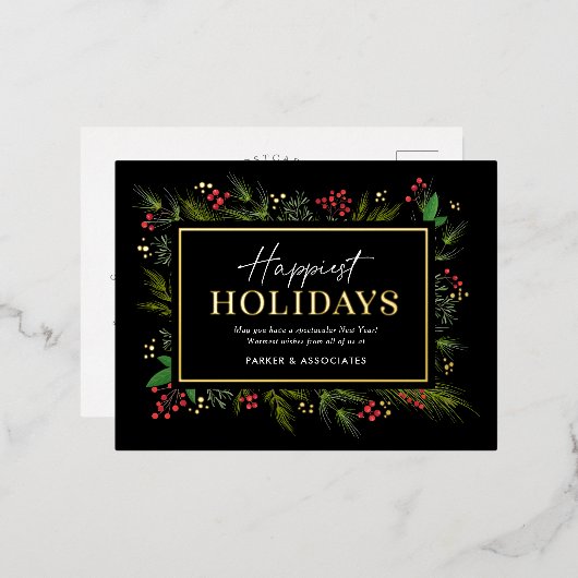 フェスティバルフレ実在イルビジネスホリディハガキ 箔招待状ポストカード (正面/裏面)