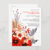 フェスティバルフローラの葉の果実レッドクリームクリスマス インビテーションポストカード (正面/裏面)