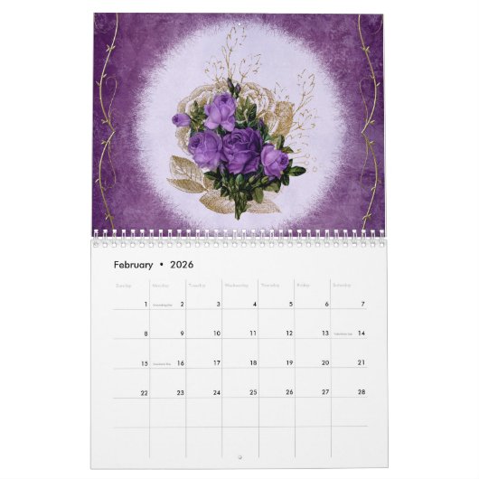 フェスティバルフローラクリスマスボタニカルホリデーデザイン カレンダー (2月 2026)