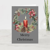 フェスティバルフローラグロー |クリスマスの花とキャンドル シーズンカード (正面)