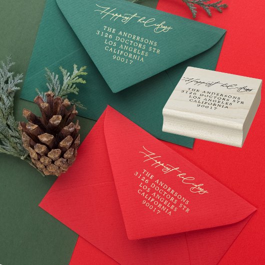 フェスティバルフローラハッピーホリデイズ金ゴールドインク ラバースタンプ