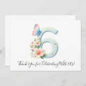 フェスティバルフローラバタフライシックス誕生日サンキューユー サンキューカード (正面/裏面)